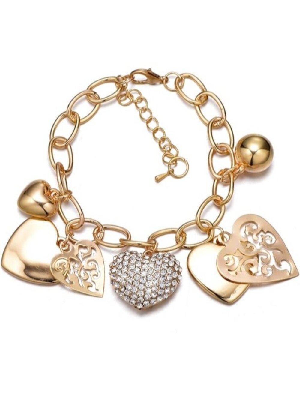 Ture Love Charm 7"+ 2" Extender 14K Gold Love Bracelet